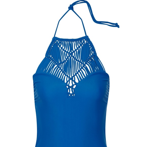 MIKOH Moorea Azure Blue Macrame Halter One Piece - Picture 3 of 4
